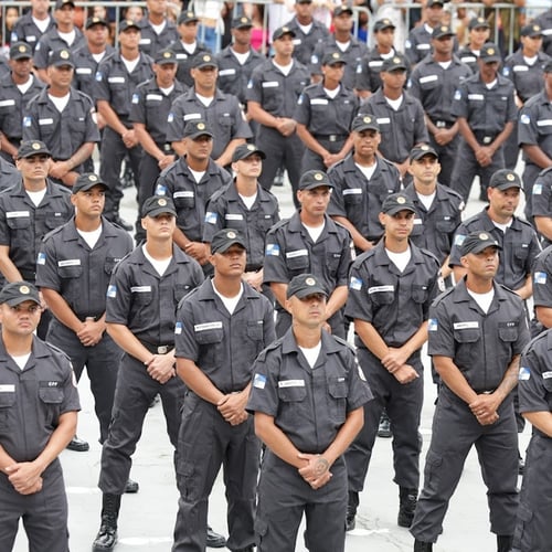 Policiais militares do Rio de Janeiro em formação (Foto: Rafael Campos/Governo do Rio de Janeiro)