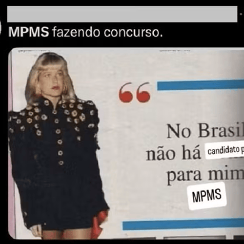 Meme da Xuxa fazendo referência ao concurso do MP MS